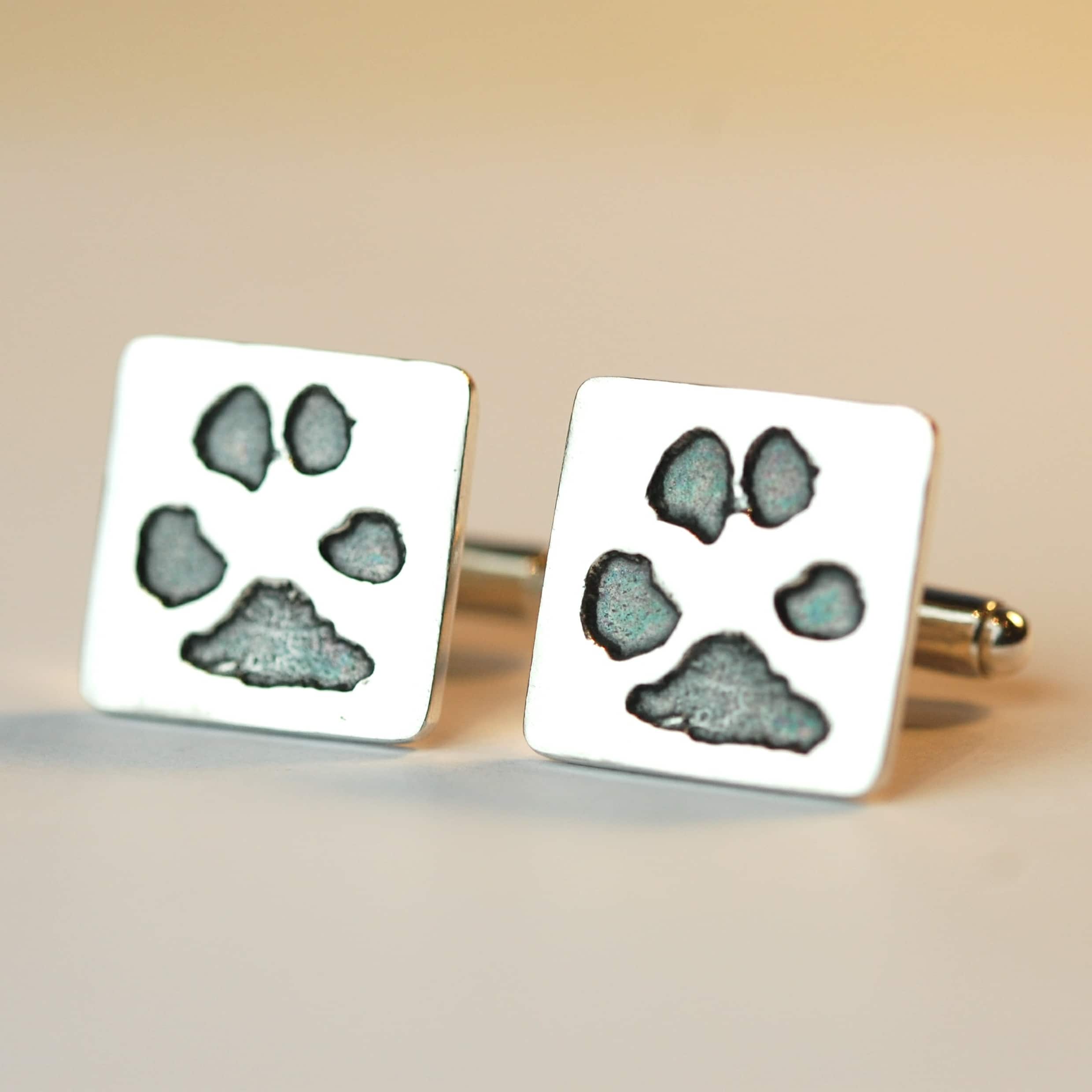 Sterling silver cufflnks with your pet's unique paw prints
