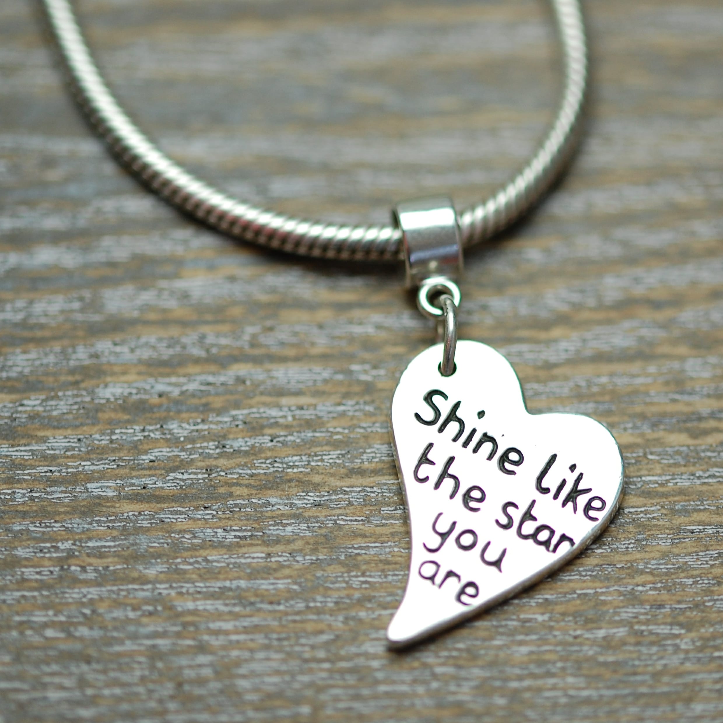 Regular silver message charm with "Pandora style" charm carrier