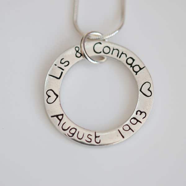 Sterling silver personalised anniversary necklace