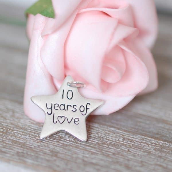 Sterling silver personalised anniversary charm