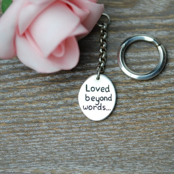 Sterling silver personalised message keyring