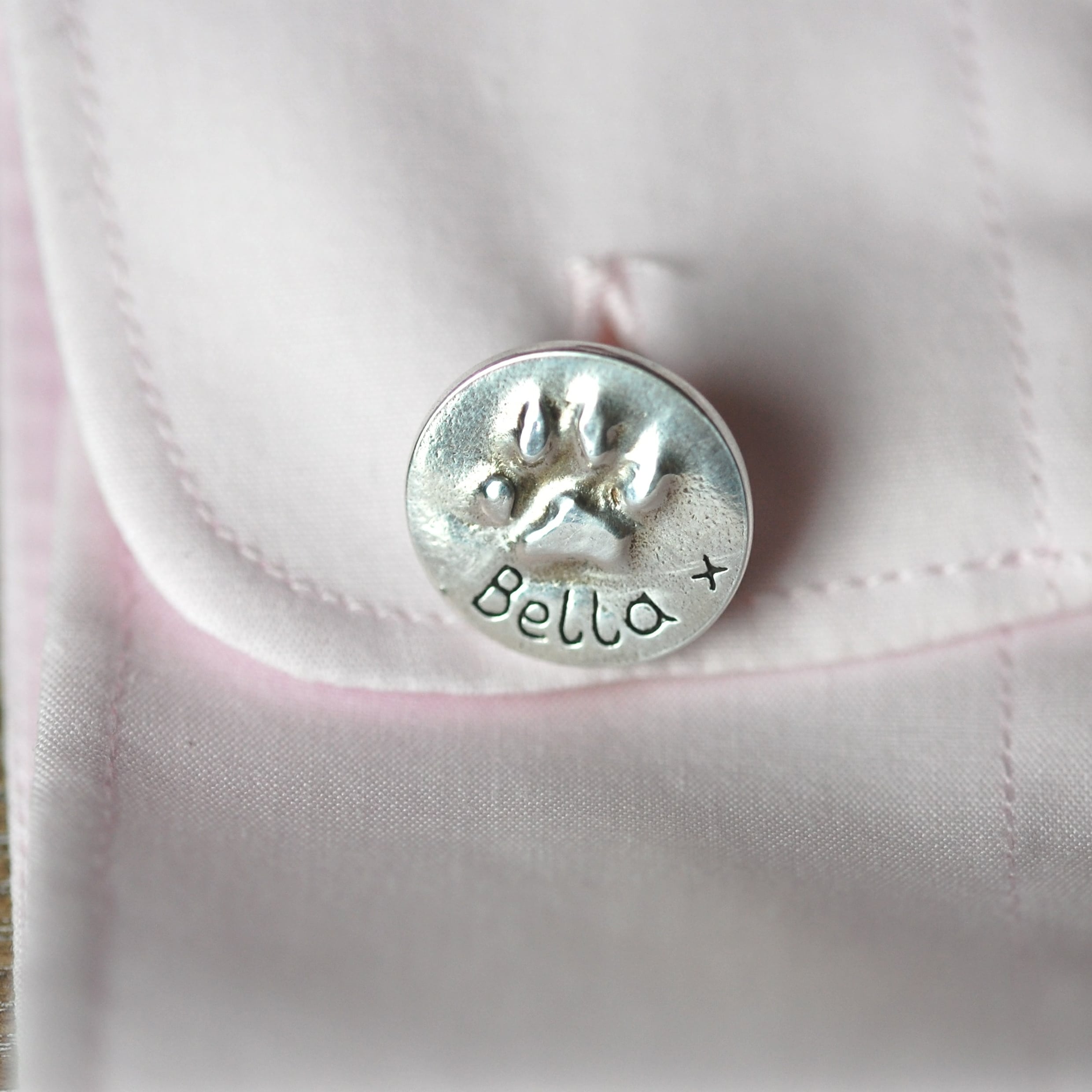 Sterling silver cufflinks with your pet's unique paw prints
