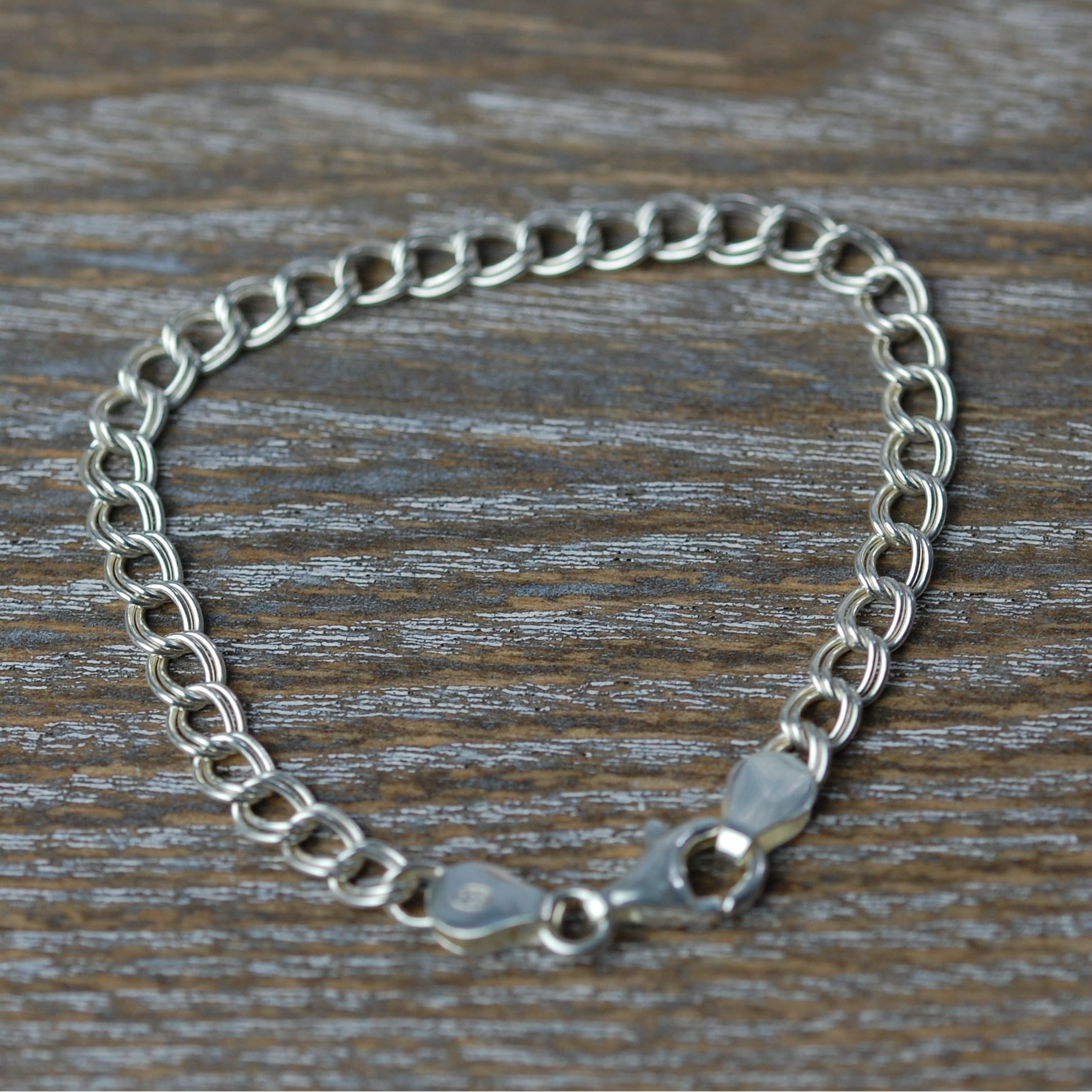 Sterling silver double link curb chain bracelet