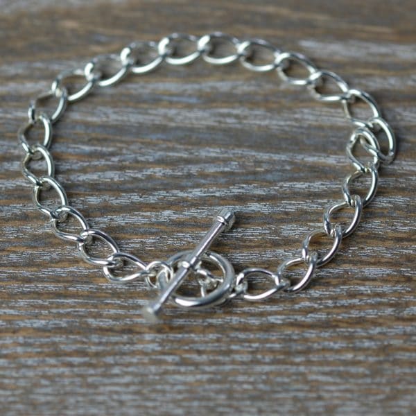 Sterling silver t-bar curb bracelet