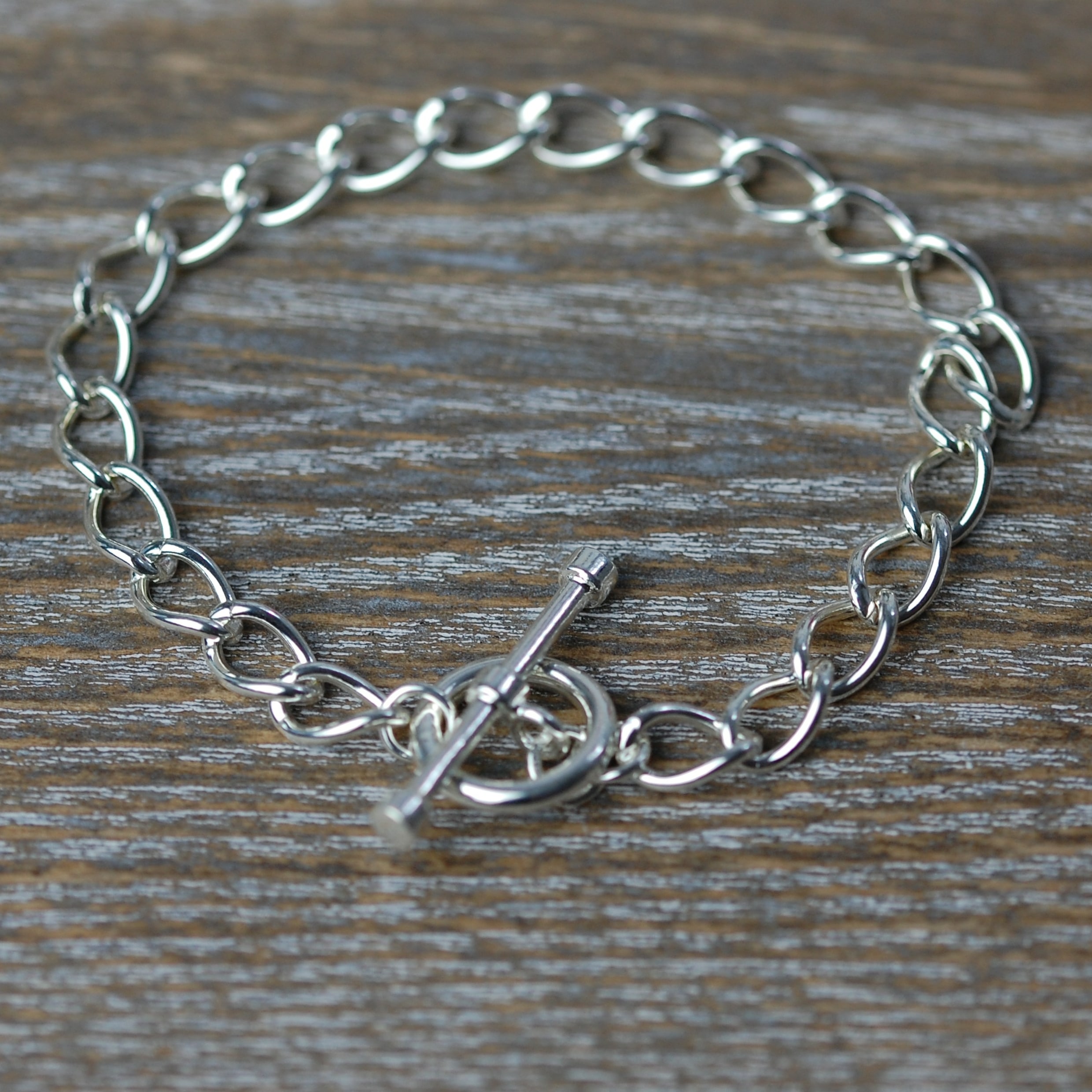 Sterling silver t-bar curb bracelet