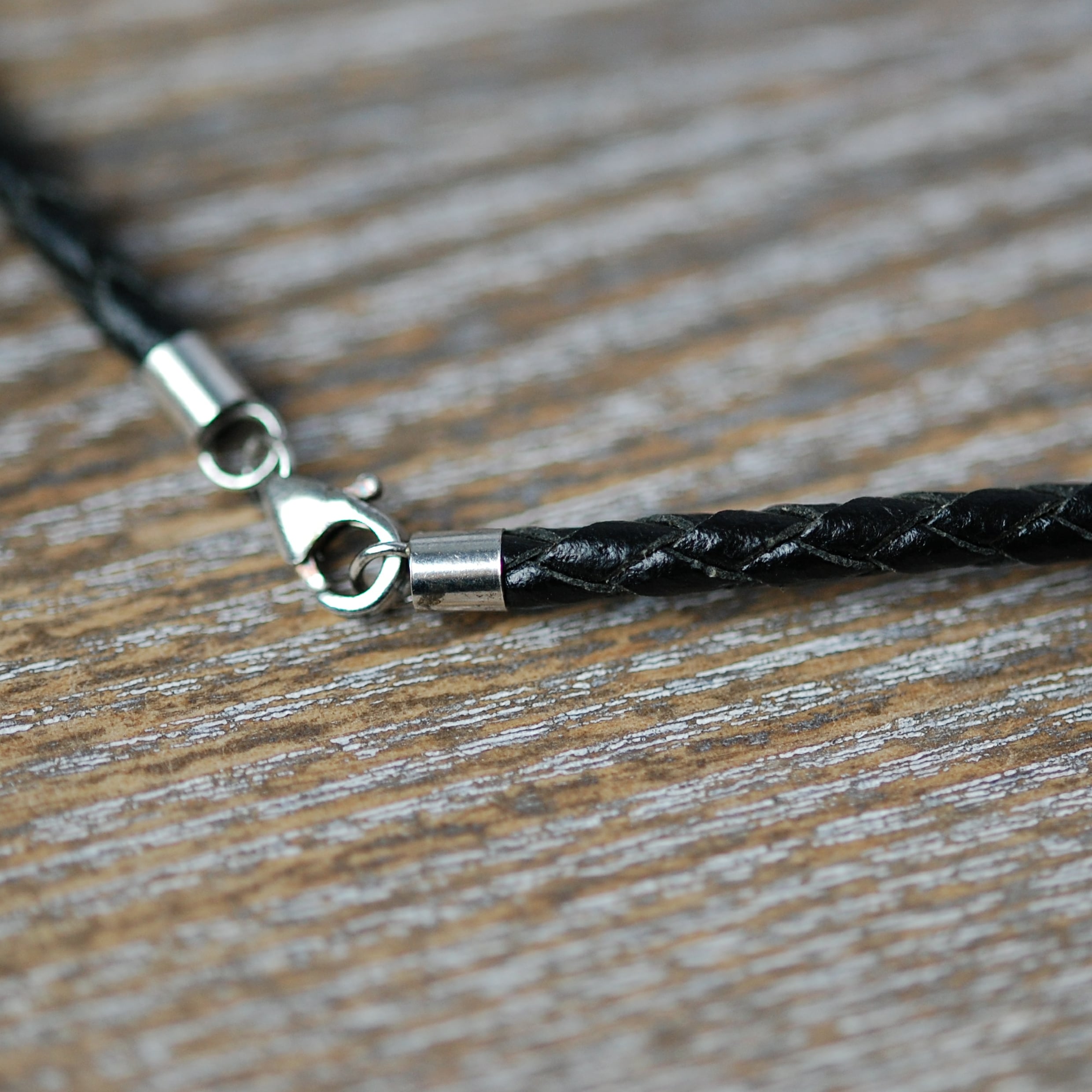 3mm black braided leather cord