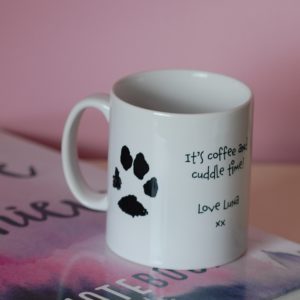 Personalised photo mug with your pet's unique paw print