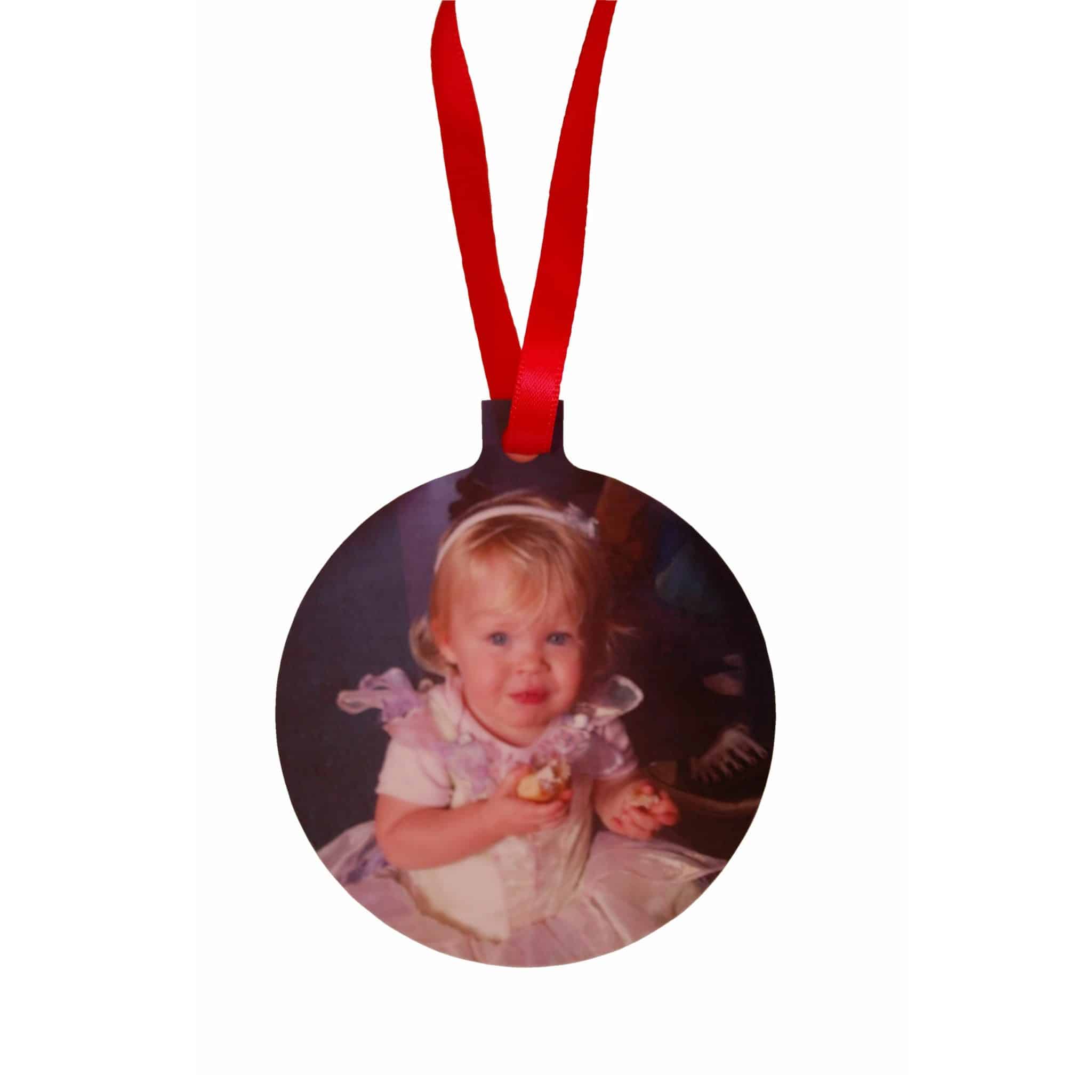 Personalised Christmas ornament with photo and hand/footprint