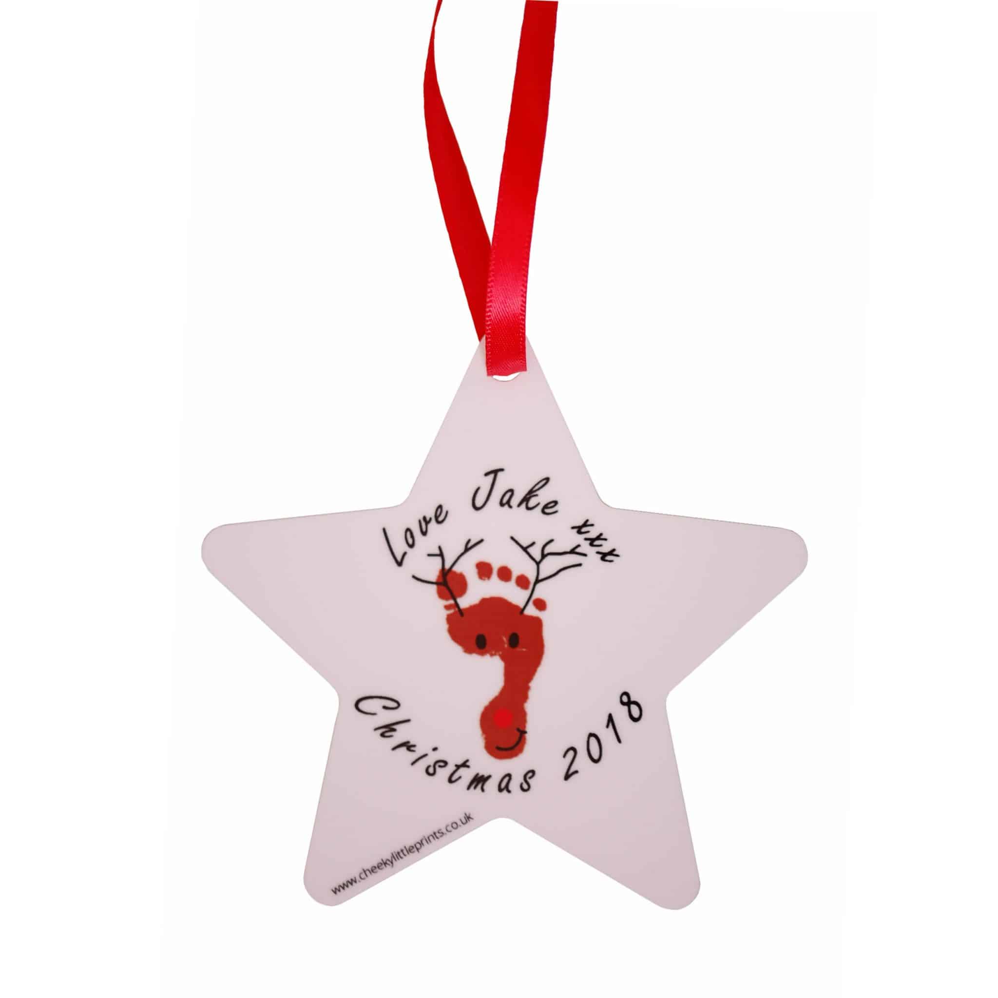 Personalised Christmas decoration with your child's unique reindeer footprint