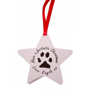 Personalised Christmas ornament with your pet's unique paw print and photo