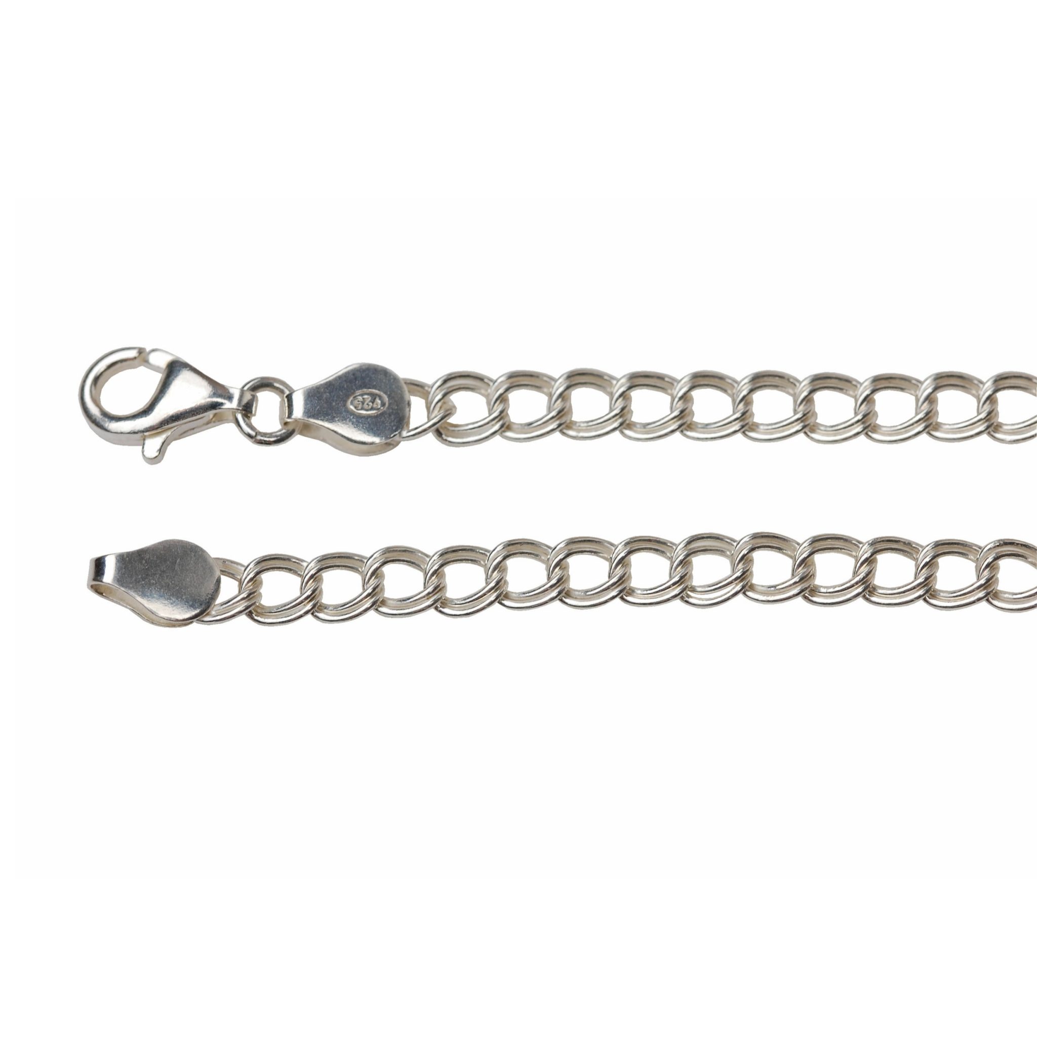 Sterling silver double curb chain bracelet