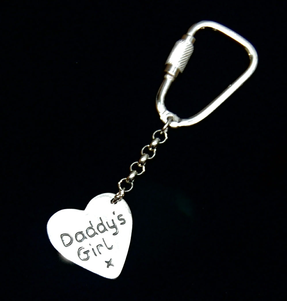 Inscription on the back of silver heart keyring.