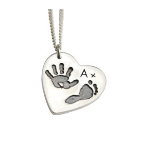 Large silver hand and footprint charm