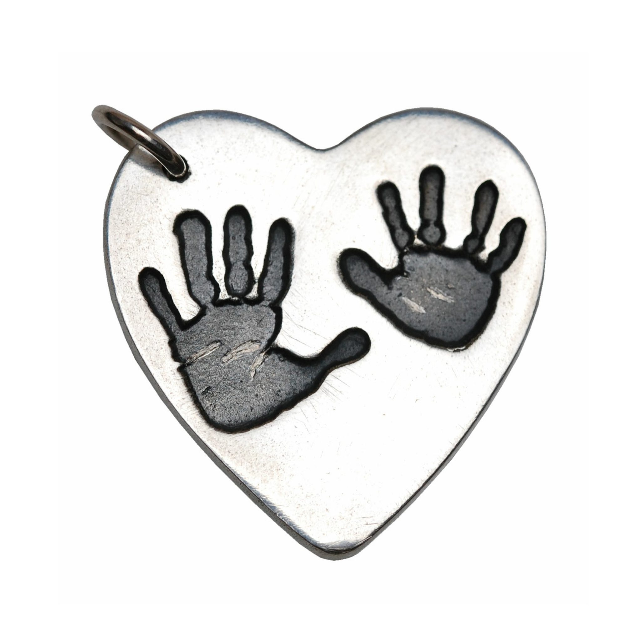 Large silver hand print charm