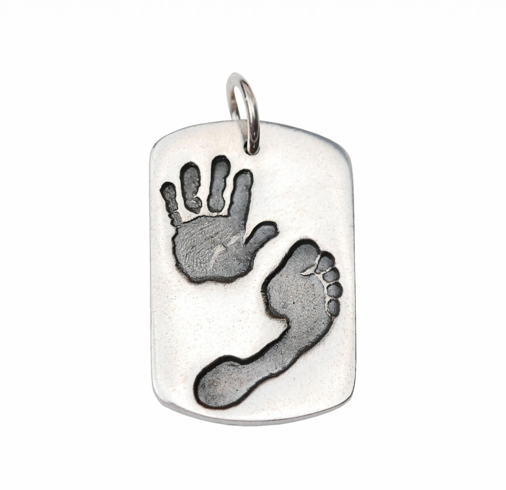 Large hand and footprint rectangle charm