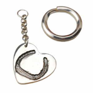Silver heart keyring with horse shoe