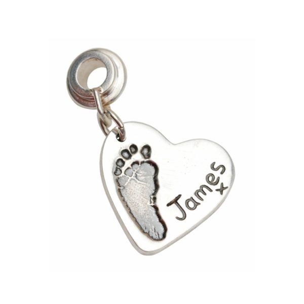 Regular silver footprint charm with charm carrier