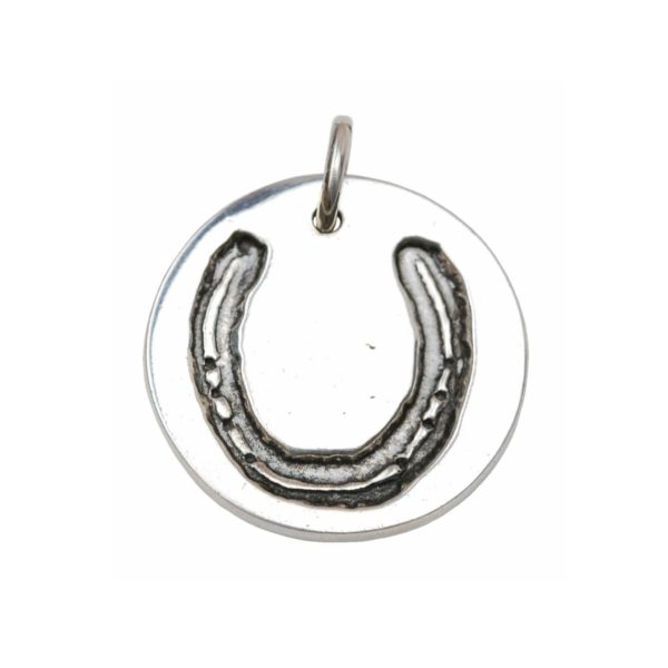 Sterling silver circle charm with your own horse's shoe