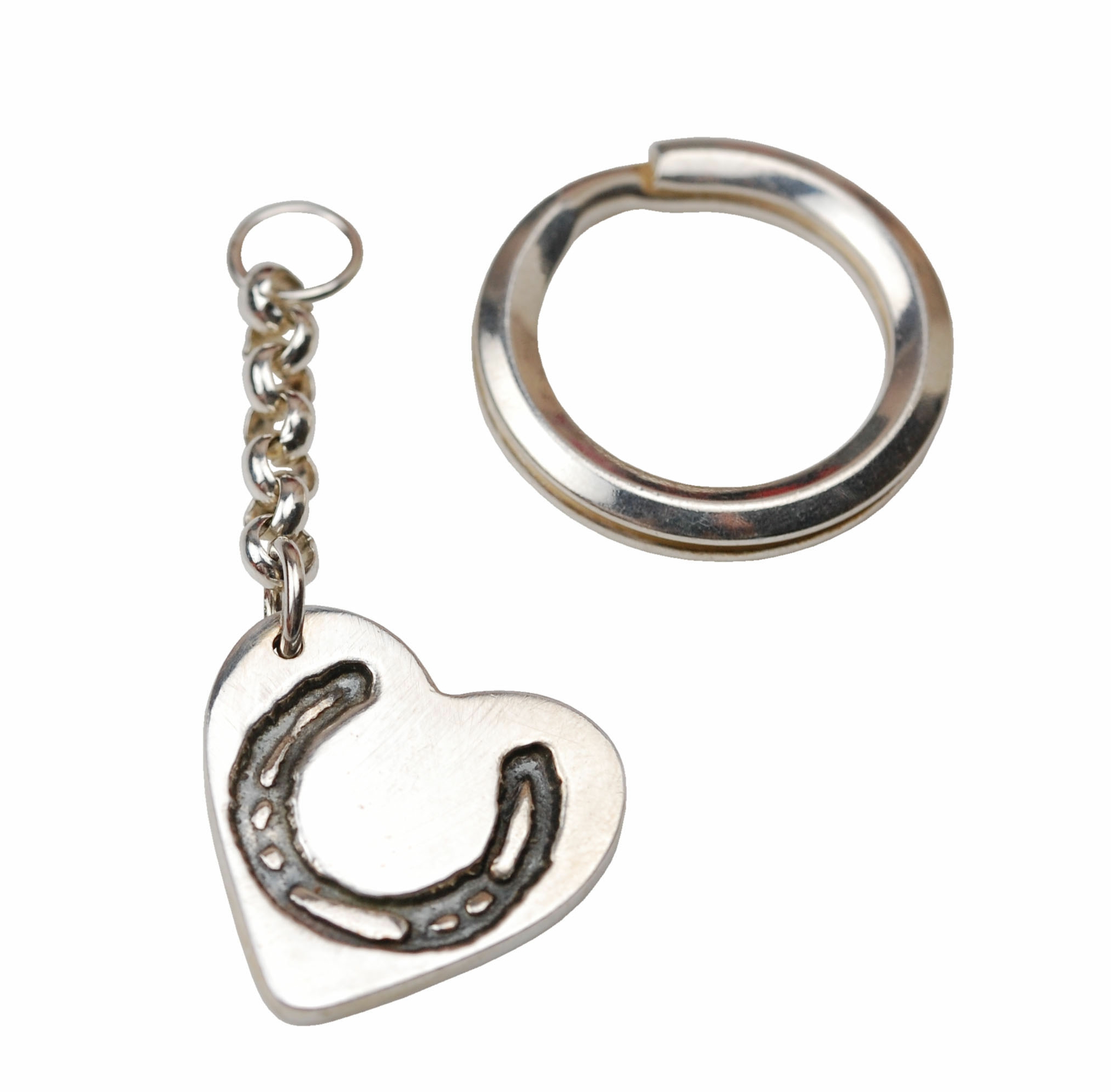 Silver heart keyring with your horse's shoe