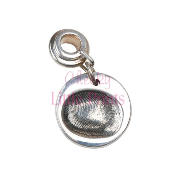 Small circle fingerprint charm with charm carrier