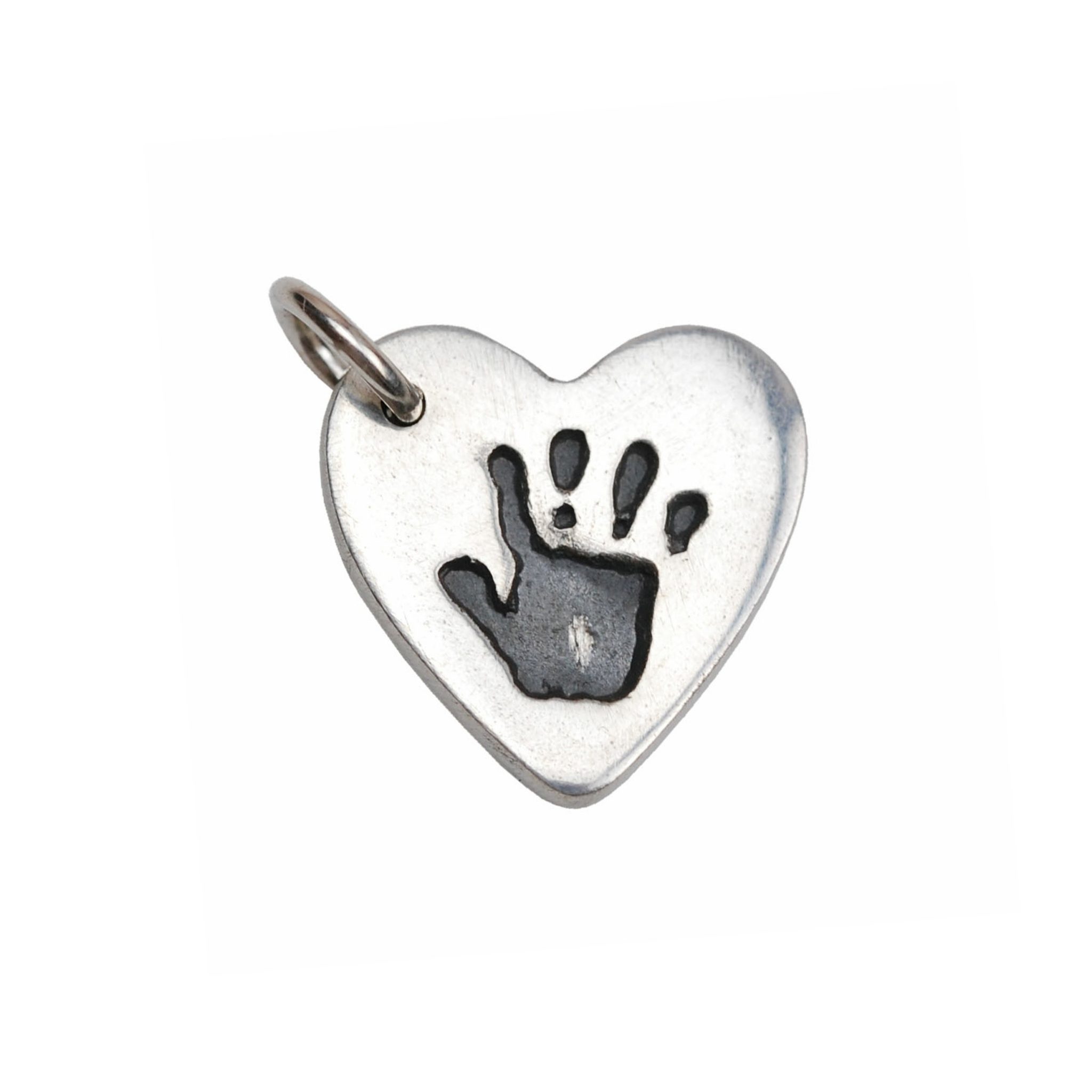 Small silver heart with your little one's handprint