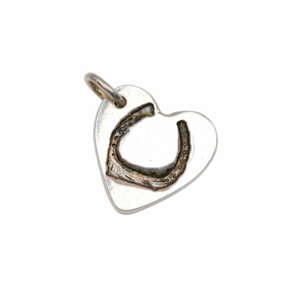 Silver heart charm with your horse's shoe