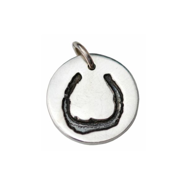 Silver circle charm with your own horse's shoe
