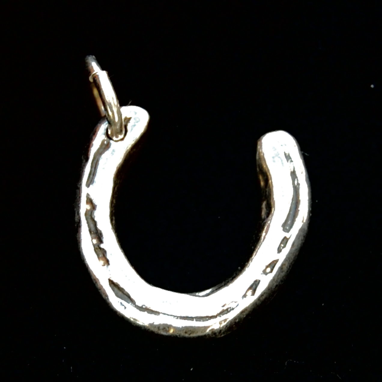 Your horse's unique shoe recreated in a small silver charm with initial inscribed on the back.