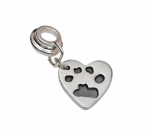 Silver heart with paw print