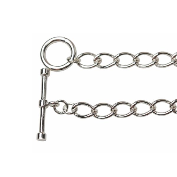 Sterling silver curb chain bracelet with T-bar fastening
