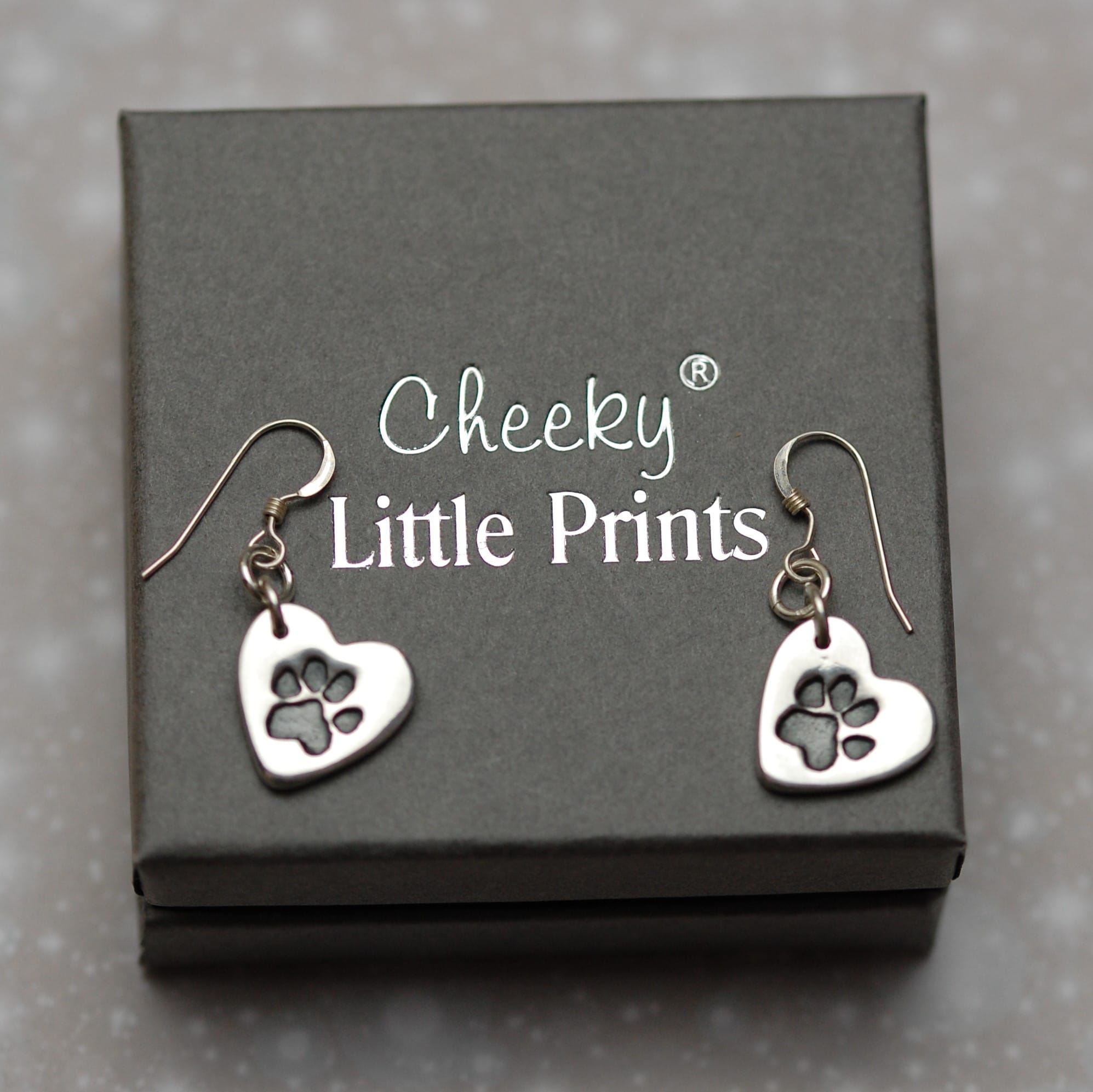 Small heart paw print earrings
