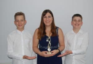 Lisa, Ollie and Jake with Award