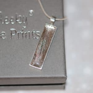 Silver rectangle pendant with pet fur or cremation ashes
