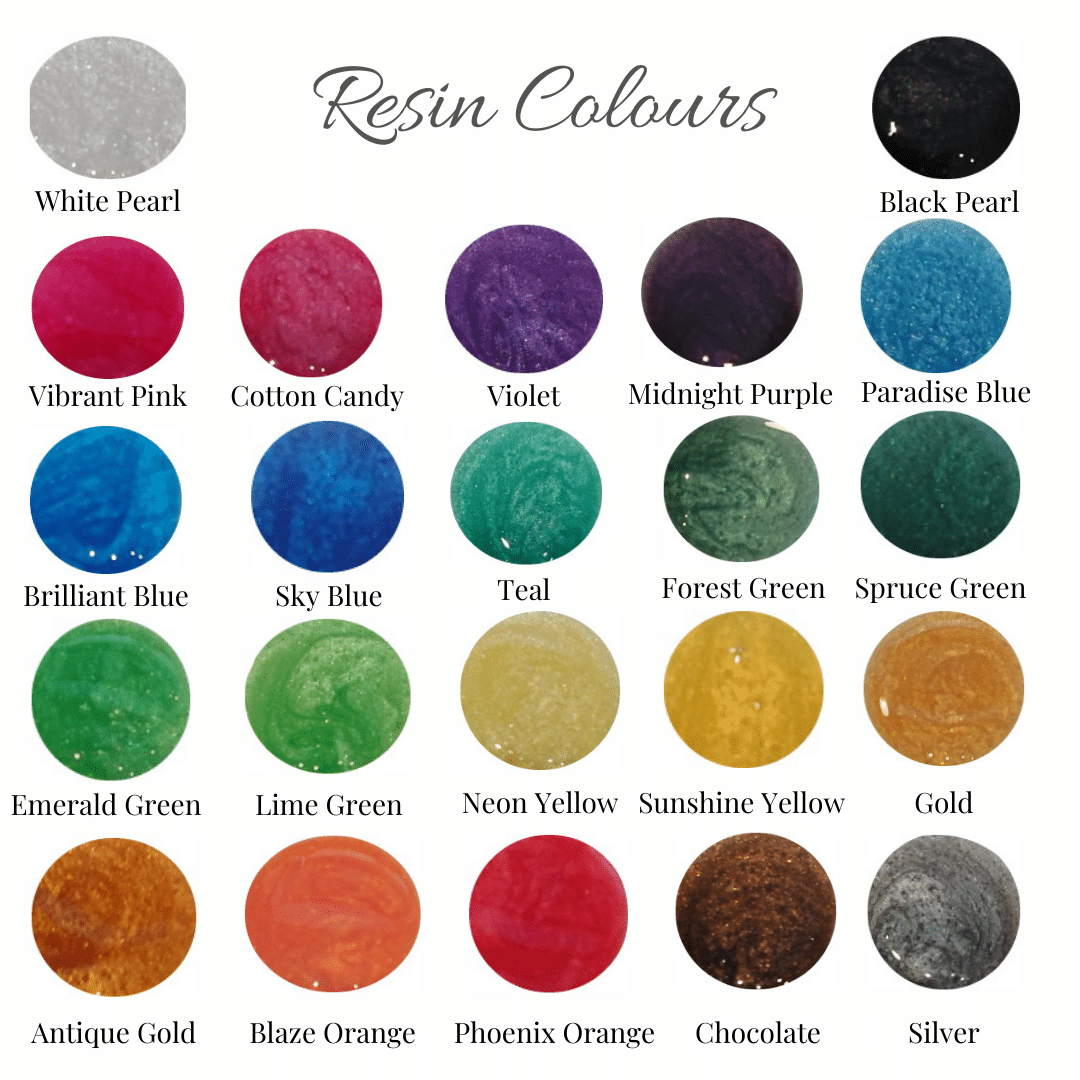 Resin colour collection for pet fur and cremation ashes jewellery