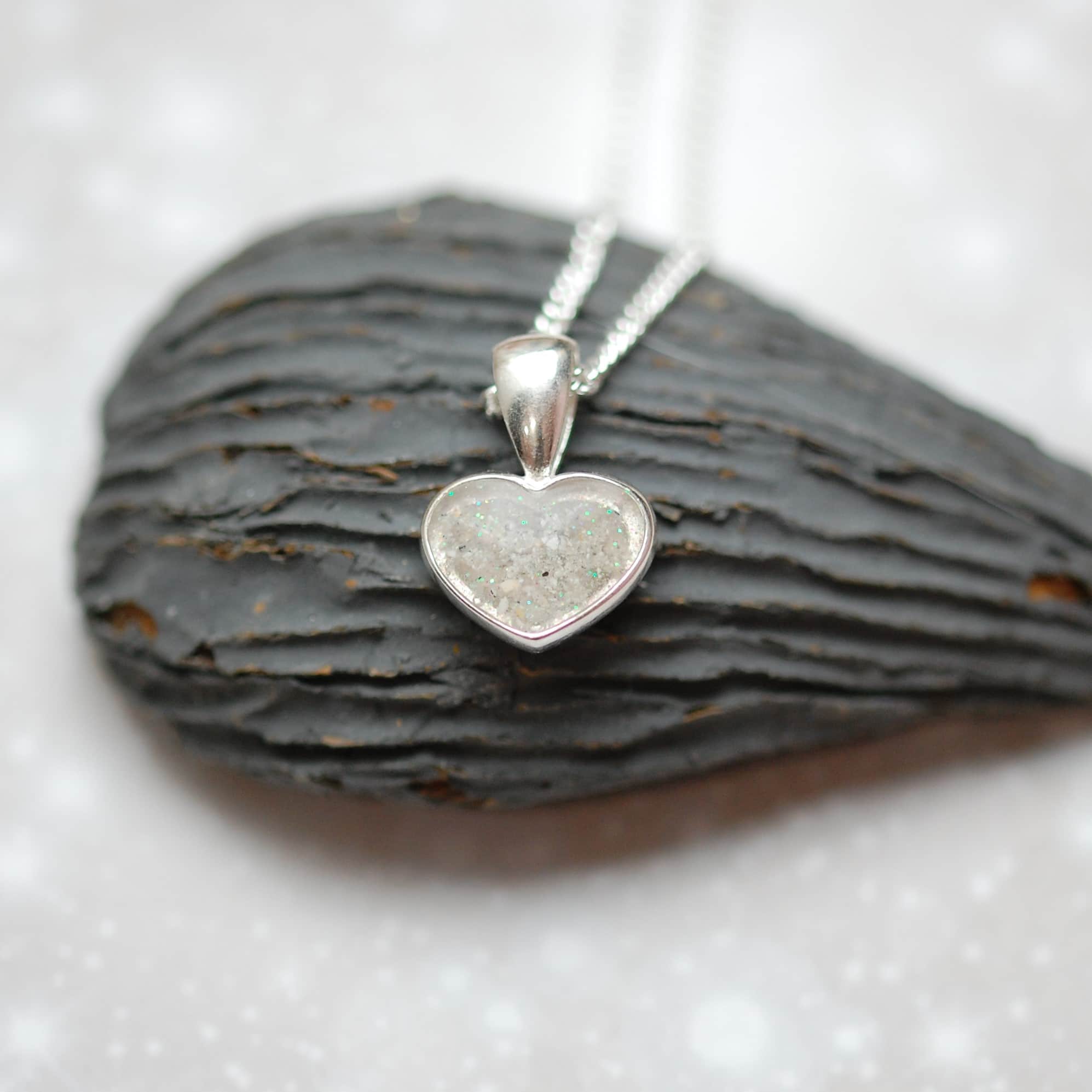 Small heart pendant with pet fur or cremation ashes