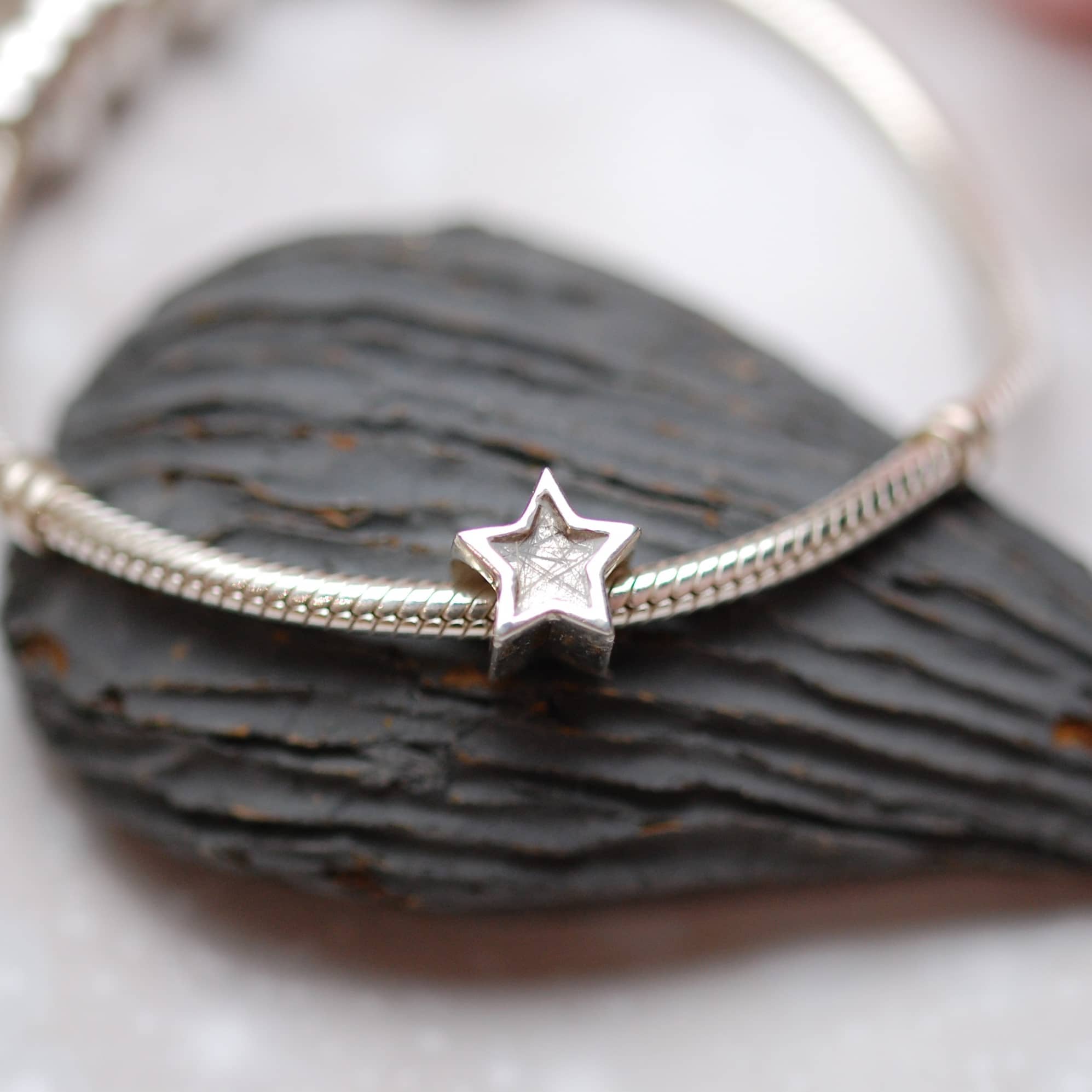 Star charm bead with pet fur or cremation ashes