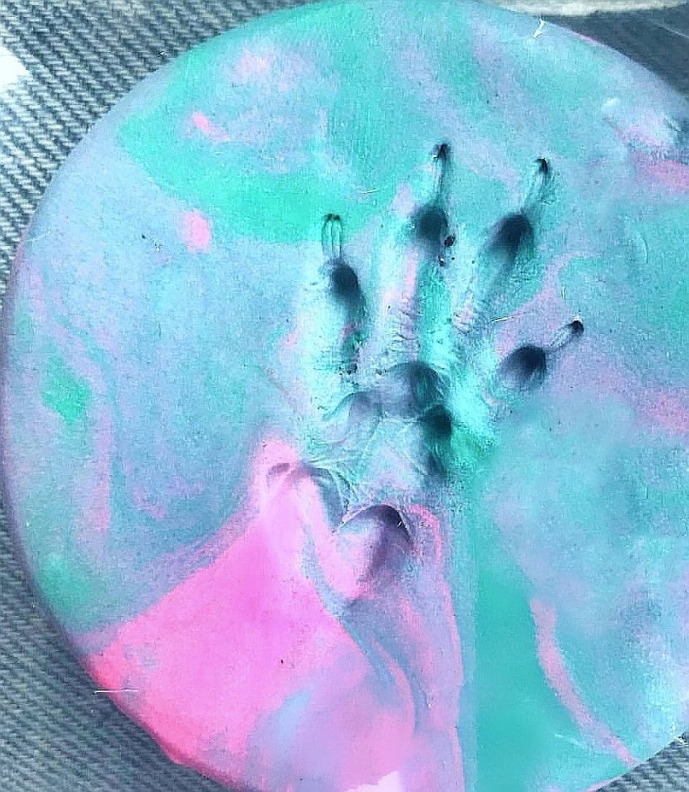 Squirrel paw print in play dough